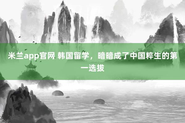 米兰app官网 韩国留学，暗暗成了中国粹生的第一选拔