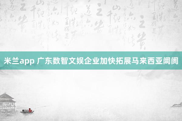 米兰app 广东数智文娱企业加快拓展马来西亚阛阓