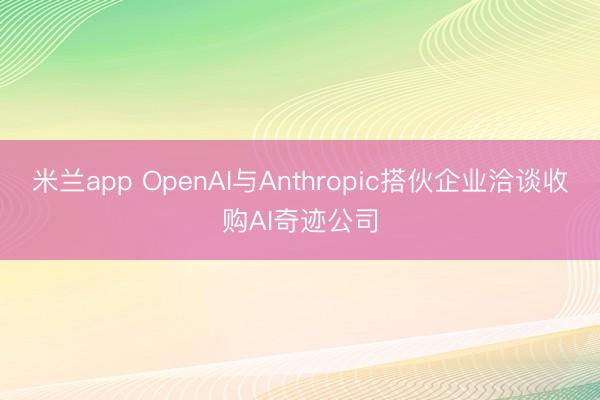 米兰app OpenAI与Anthropic搭伙企业洽谈收购AI奇迹公司